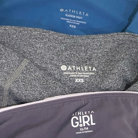 Athleta bundle of 3 pair high waisted leggings in gray, teal & gray multi sz xxs - Picture 10 of 11